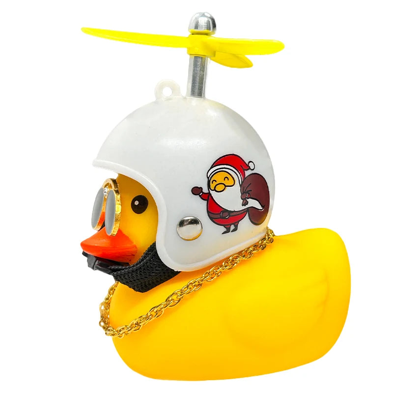 Motorcycle Accessories Cute Duck with Propeller Helmet Broken Wind Rubber Duck Toy Car Bicycle Small Yellow Duck Decor Ornaments