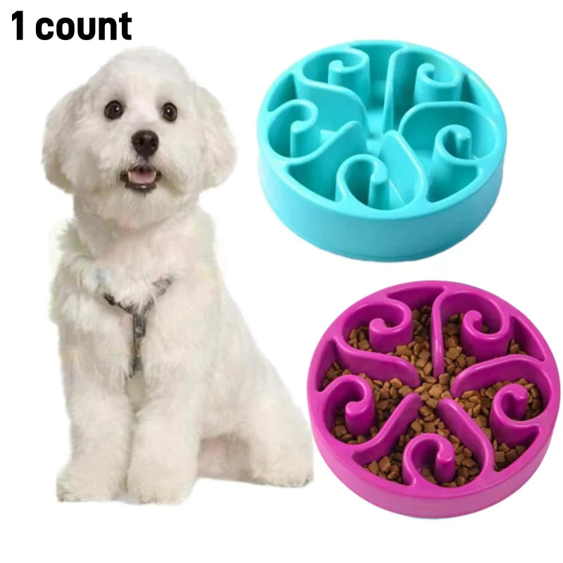 Slow Feeder Dog Bowl in Sky Blue or Purple - Maze Feeding Dish