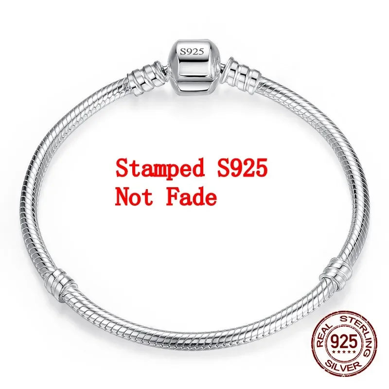 925 Sterling Silver Snake Bone Charm Bracelet – Handmade Fine Jewelry for Women | 2 Styles, 16–23cm
