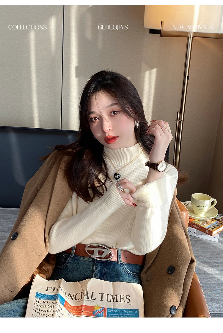 Women's thermal turtleneck top, velvet-lined — view 7 of 20