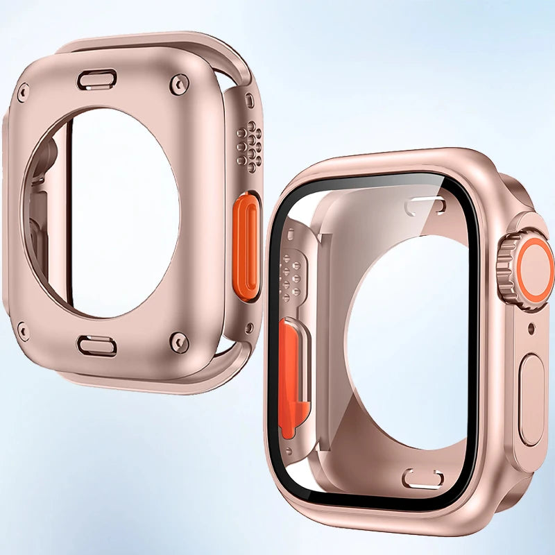 Screen Protector Cover for Apple Watch 44mm 45mm 46mm 42mm Hard PC Front Rear Bumper Case for Iwatch 10 9 8 7 6 Change To Ultra