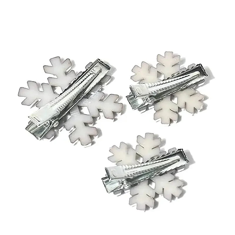 2PCs New Winter Hair Accessories Shiny Rhinestones Pearls Snowflake Hairpin Elegant Lovely Christmas Hair Clips for Women