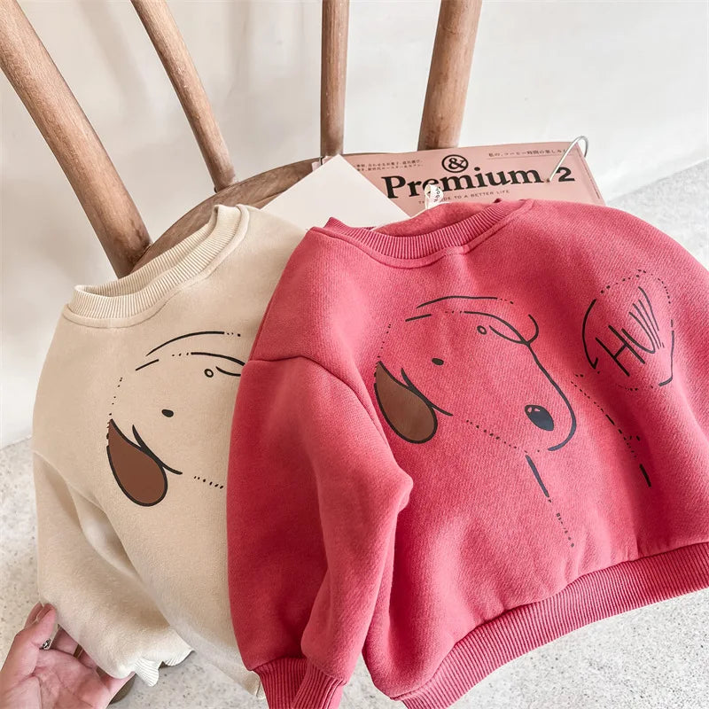 Kids Cartoon Dog Fleece Sweatshirt - Warm Pullover Top, 1-6 Years - photo 5