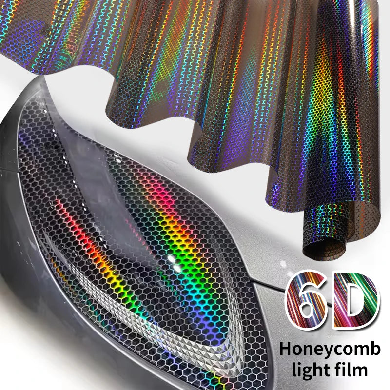 Car Motorcycle Vinyl Wrap Foil Laser Honeycomb Headlights Taillight Tint Film Modify color changing stickers Car styling