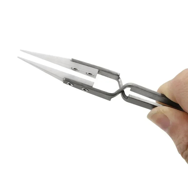 1-3pcs Ceramic Tip Labor-saving Electronic Soldering Tweezers, Anti-Static Reverse Acid Resistant Precision Chuck Tweezers