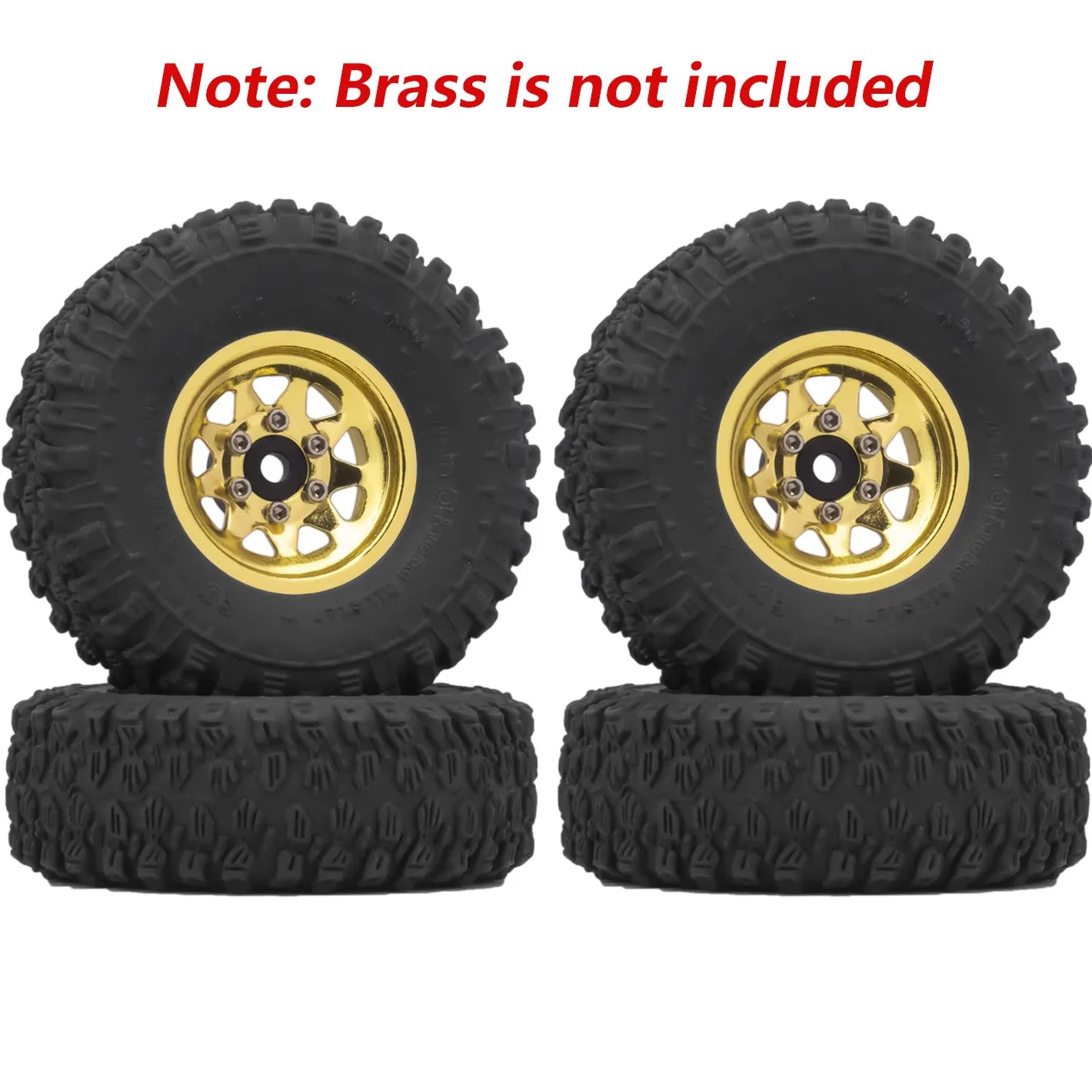 RCXAZ 1.0" Beadlock Wheel Rims 52*19mm Tires Set for 1/18 1/24 RC Crawler Car Axial SCX24 FMS FCX24 TRX4M (W1004-T1014)