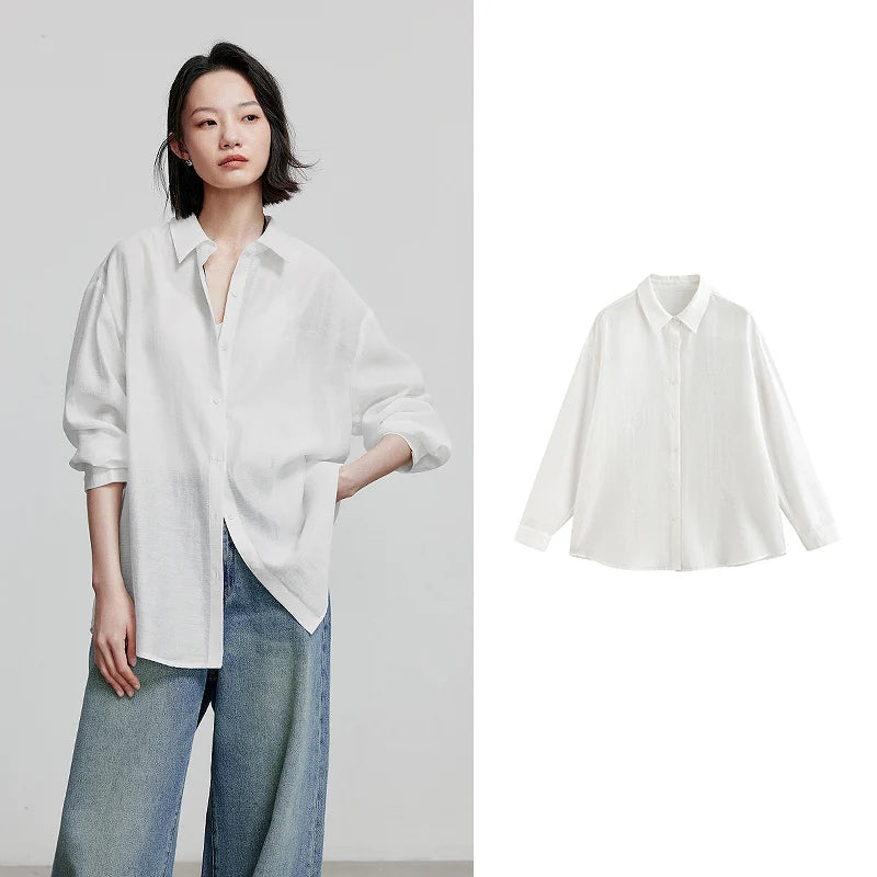 TOYOUTH Women Blouse Shirt 2025 Summer New Lyocell Shirt 8522012