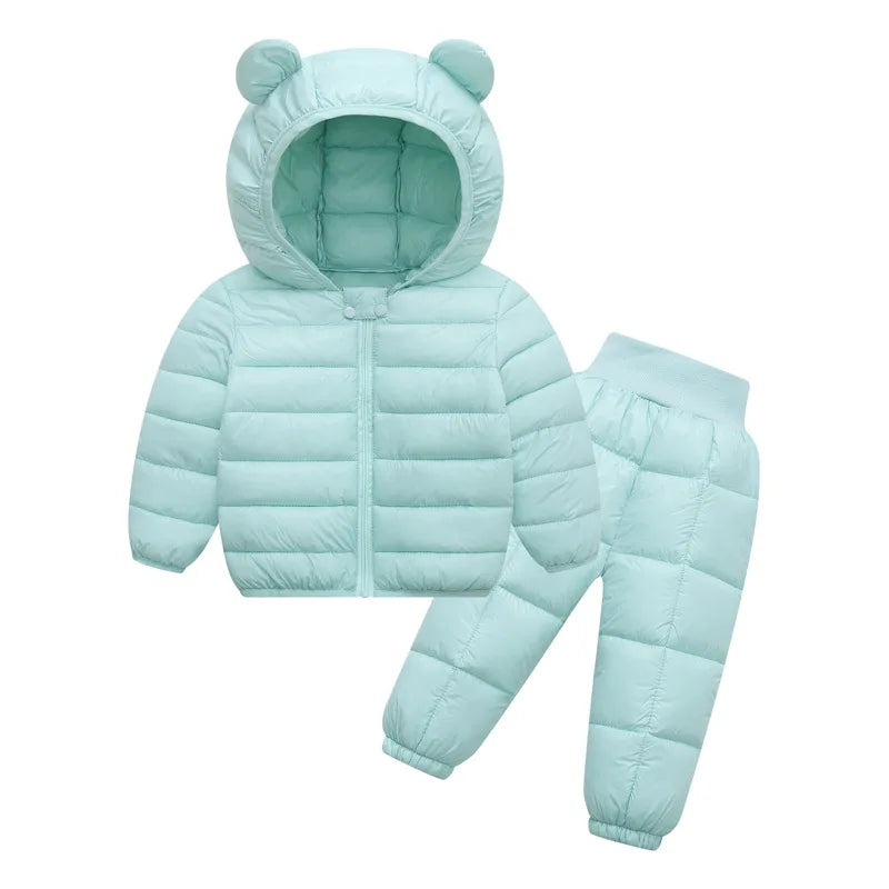 Kids Hooded Puffer Jacket and Pants Snowsuit - 2-Piece Winter Set - photo 7