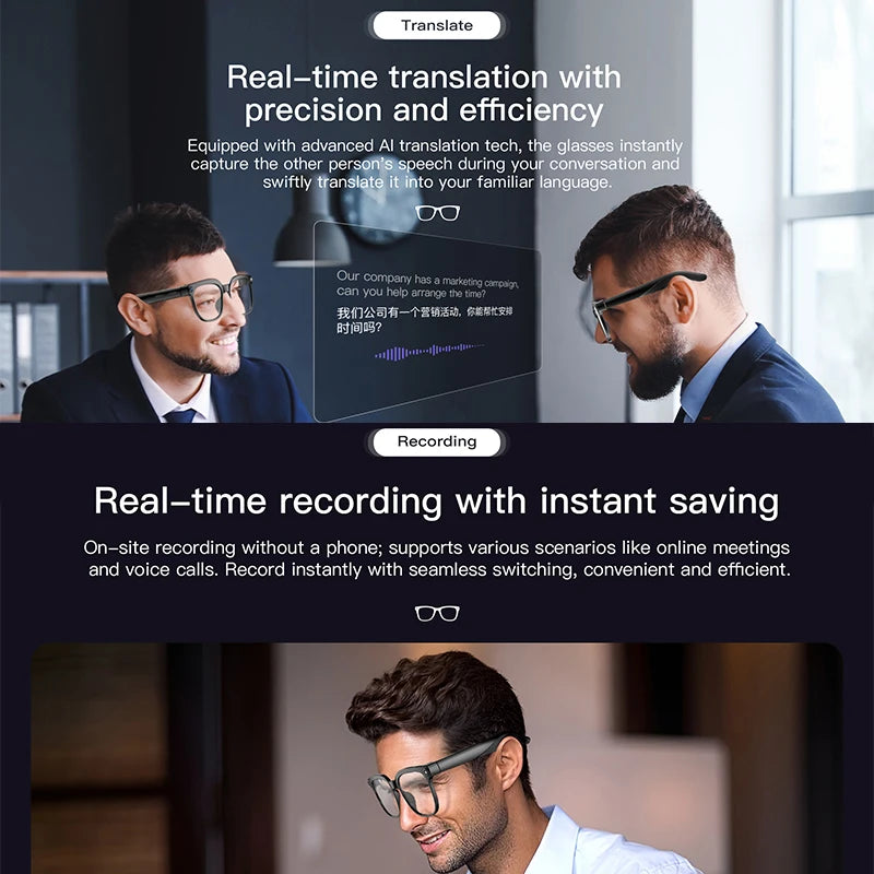 AI Smart Glasses — 800W Camera with Interchangeable Lenses