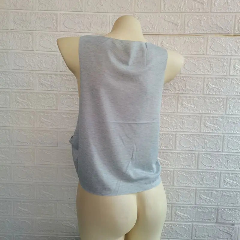 Women Sleeveless Sexy Side Hollow Out Tank Top Summer Loose Fit Crop Tees Gym Fitness Breathable Camisole Hot Girl Sporty Cloth