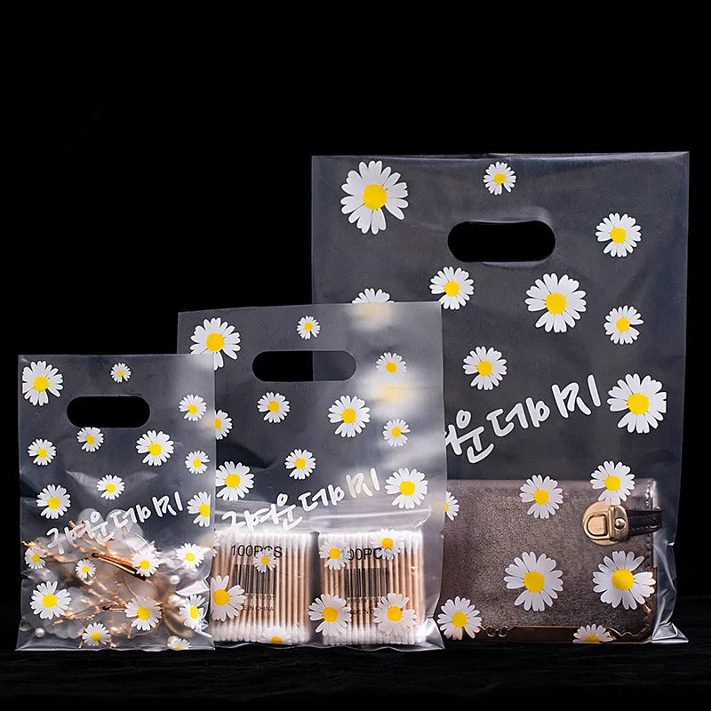 25pcs/lot Small Plastic Bag for Jewelry/Earrings/Scarf/Socks Little Daisy Wedding Gift Bags Mini Packaging Bags for Business