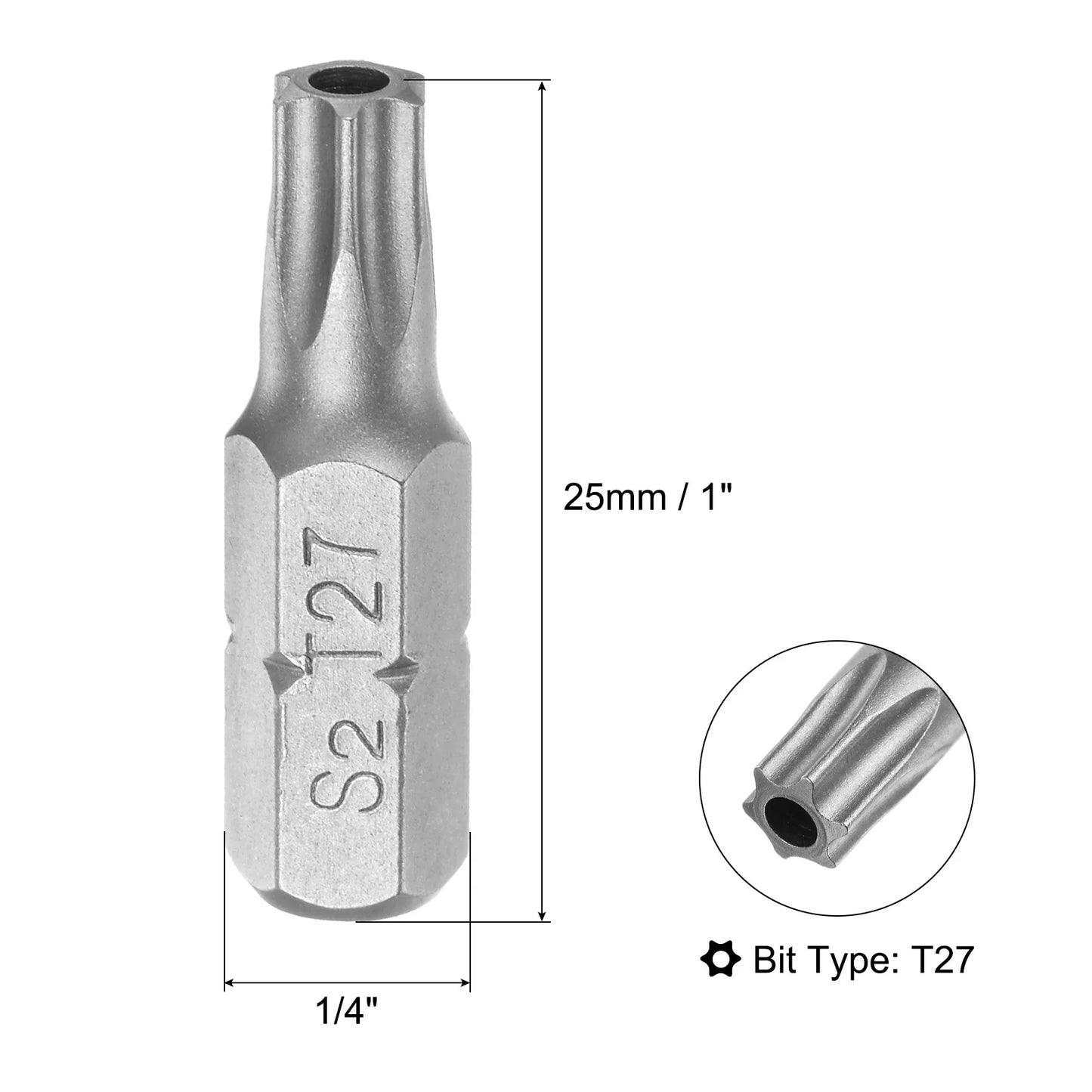 Torx Screwdriver Bits T5 T6 T8 T9 T10 T20 T25 T27 T30 T40 S2 Alloy Steel 1/4 Inch Hex Shank 25mm Magnetic Screw Driver Bit