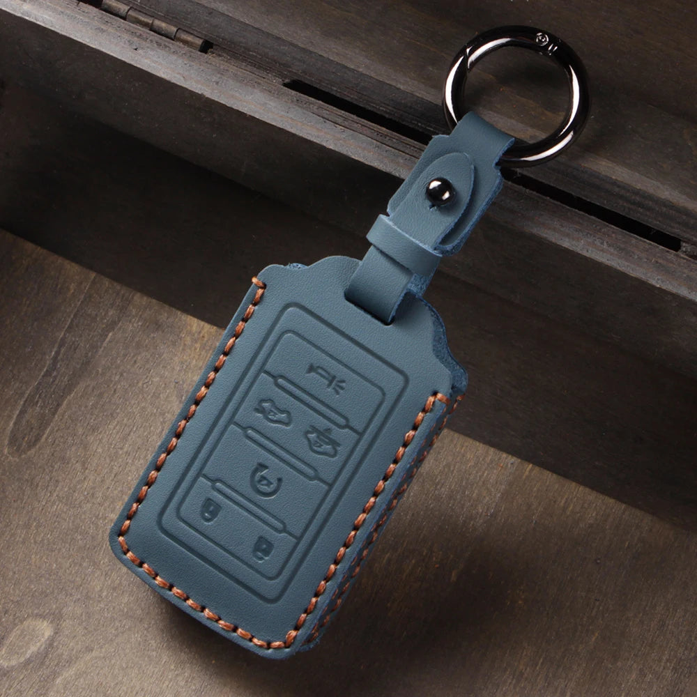 Leather Key Fob Cover for Dodge RAM 1500/2500 TRX, Jeep Grand Cherokee, Chrysler
