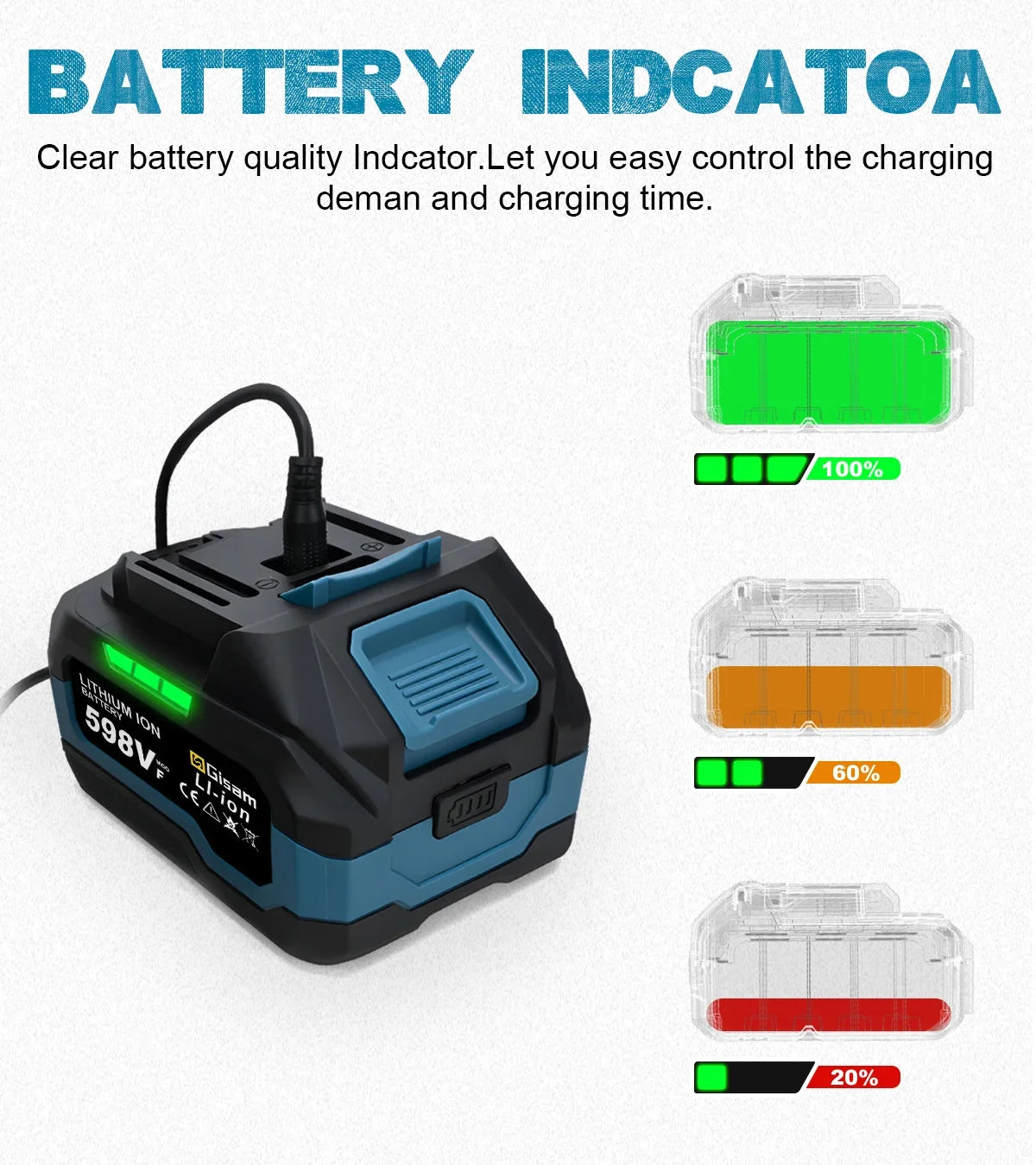 Gisam 4.0AH 4.5AH Rechargeable Lithium-Ion Battery for Cordless Dirll/Brushless Wrench/Screwdriver for Makita 18V Battery pins