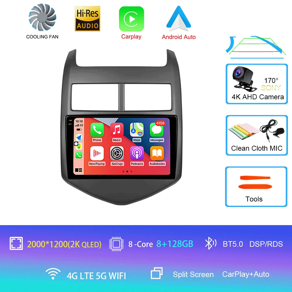 Android 16 Car Radio CarPlay Auto Multimedia Player For Chevrolet Aveo 2 Sonic T300 2011-2015 Navigation GPS 2din Stereo Audio