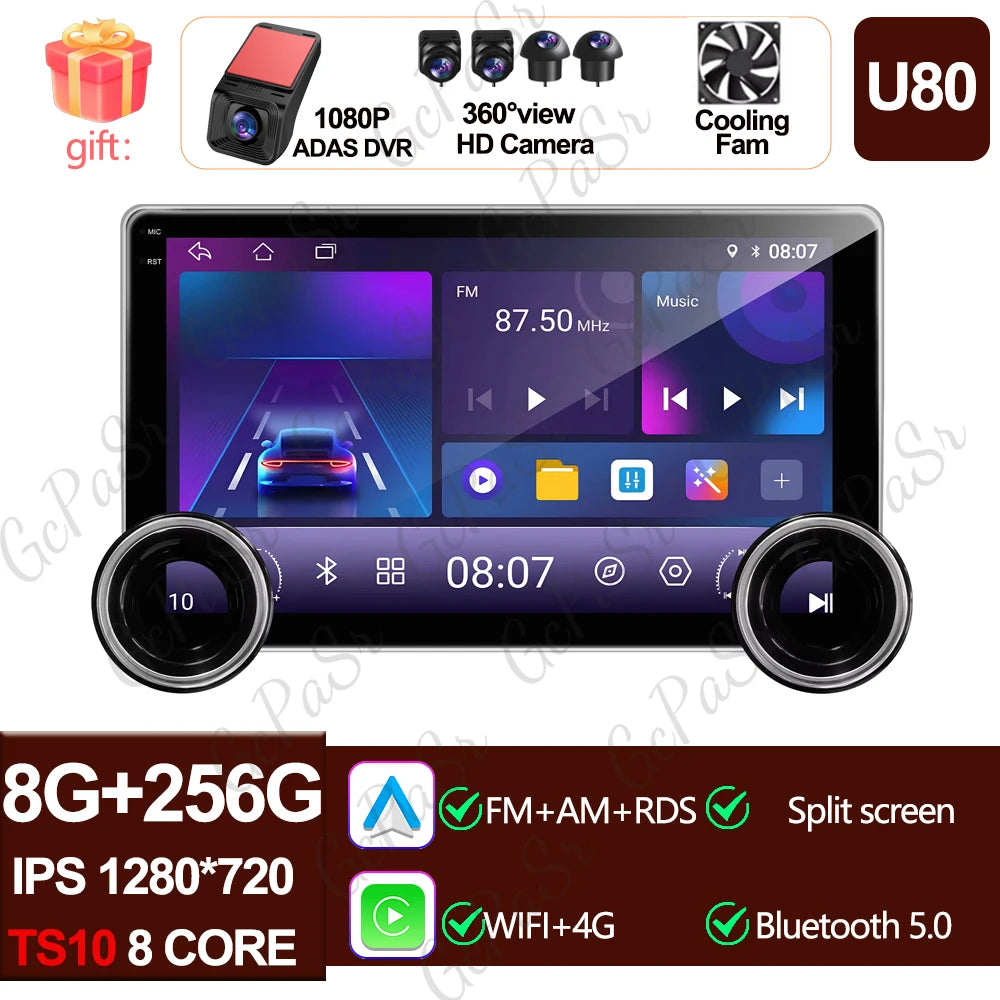 Universal 10" Android Car Stereo — CarPlay, Android Auto, GPS Navigation, Multimedia Player