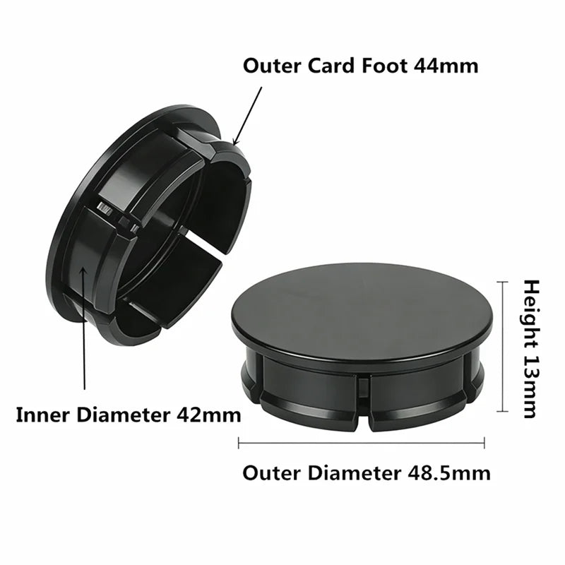 4 Pcs Black Plastic Car Wheel Center Caps - 49mm & 50mm