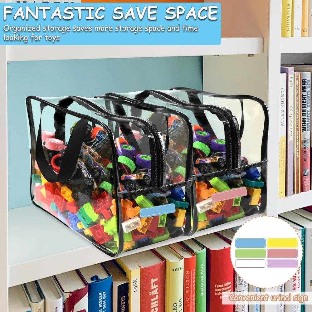 1-12Pcs Large Toy Storage Bags Reusable Clear PVC Travel Waterproof Organizer Bags Makeup Pouch for Books Building Blocks Puzzle