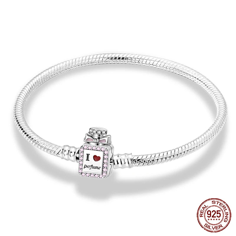 925 Sterling Silver Charm Bracelet – Star Moon Sun Four Leaf Clover Zircon | DIY Birthday Gift for Women (17-20cm)