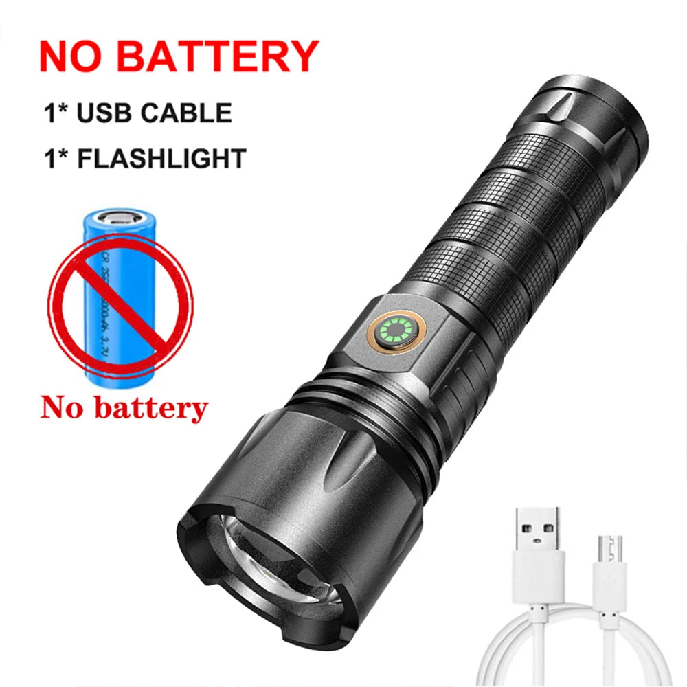 USB Rechargeable 30W High Power LED Flashlight Waterproof 5 Modes Tactical Torch Super Long Shot for Outdoor Camping
