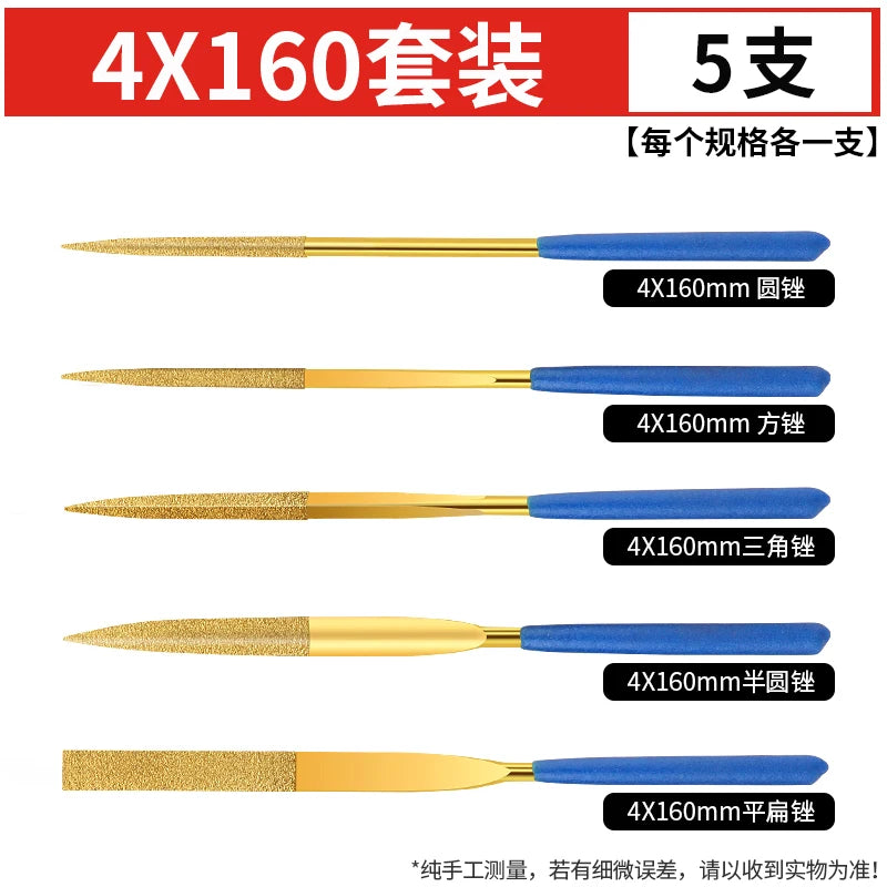 Diamond File, Titanium-coated File, Metal Jade Grinding Tool Set