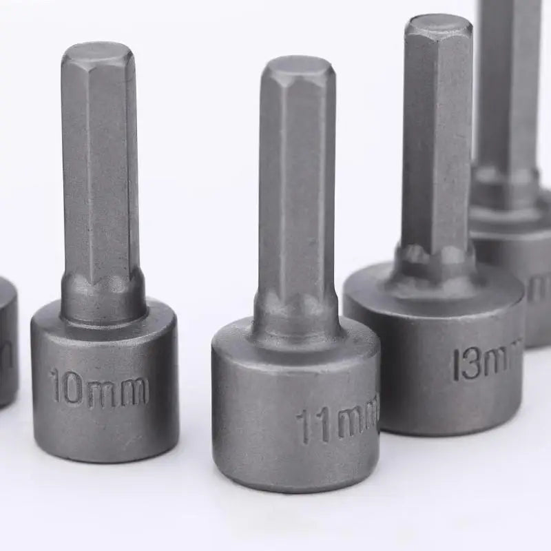 9pc Hex Socket Nut Driver Set — 5–13mm 1/4" Sleeve Nozzle Driver Bits