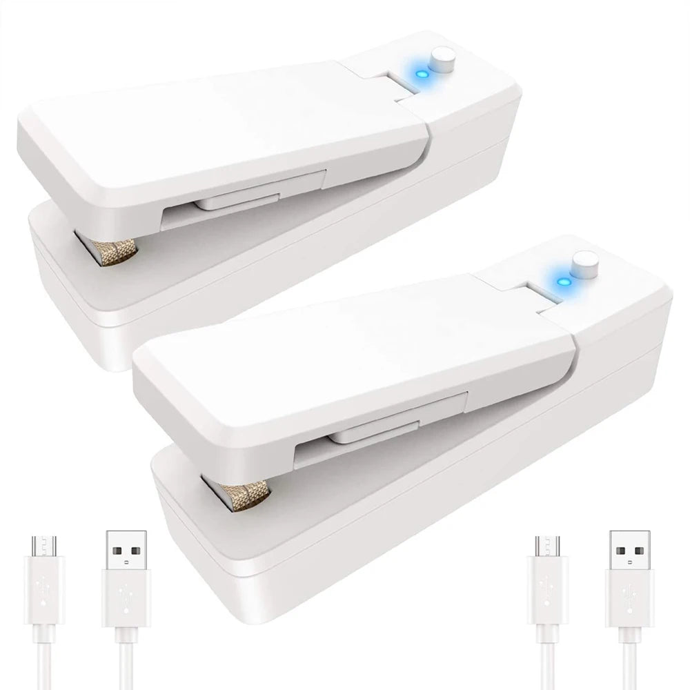 USB Mini Bag Sealer 2-in-1 Portable Heat Sealers Rechargeable Handheld Vacuum Heat Sealers &Cutter for Plastic Bag Storage Food