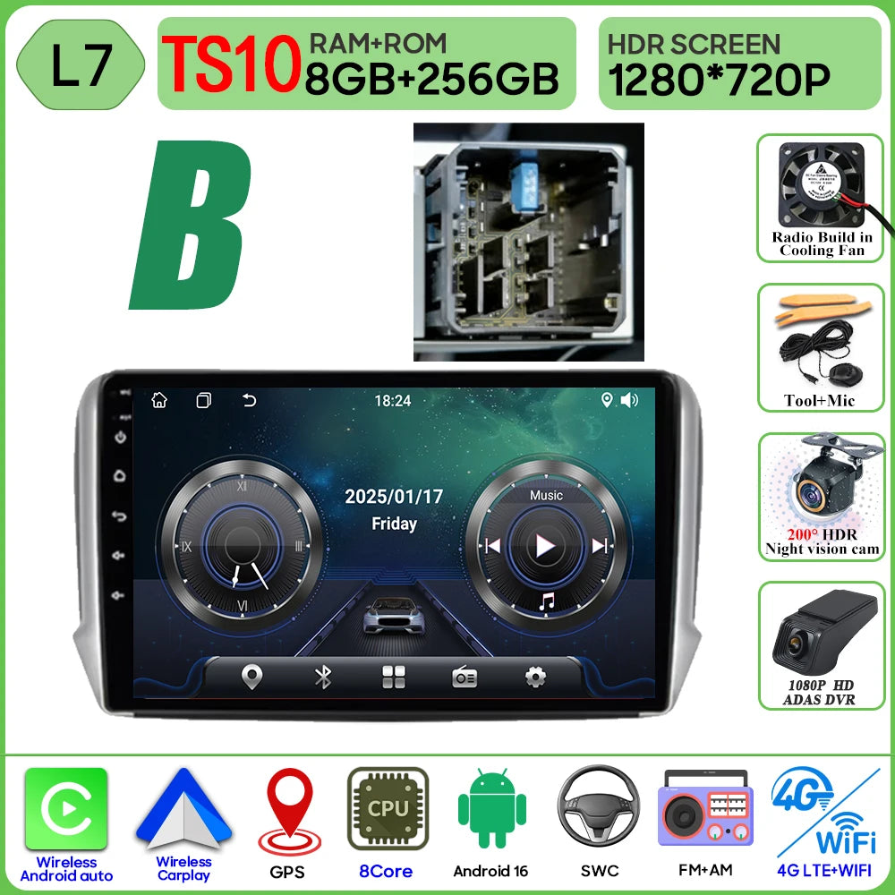 Android 16 GPS Navigation For Peugeot 2008 208 Series 2012 - 2018 Carplay Car Radio Multimedia Player Stereo Video BT 2k Screen