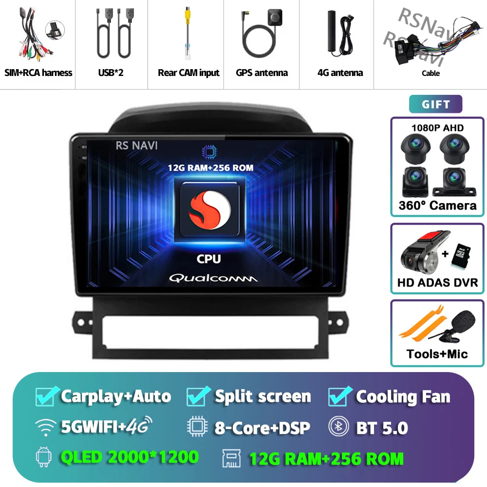 Android 16 Carplay Auto Multimedia Car Radio For Chevrolet Captiva 2008 2009 - 2012 Head Unit Autoradio Stereo Snapdragon Player