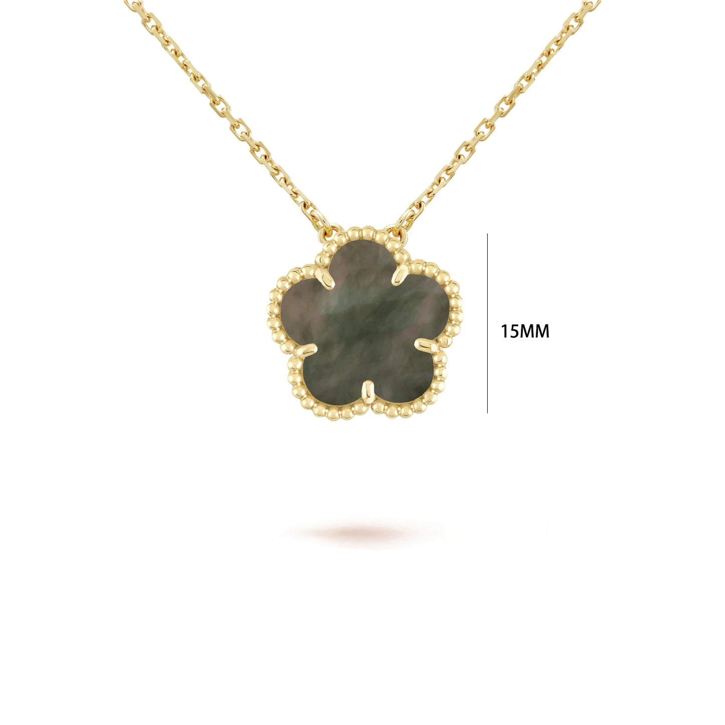Five-Petal Flower Pendant Necklace — Natural Stone, 7 Colors