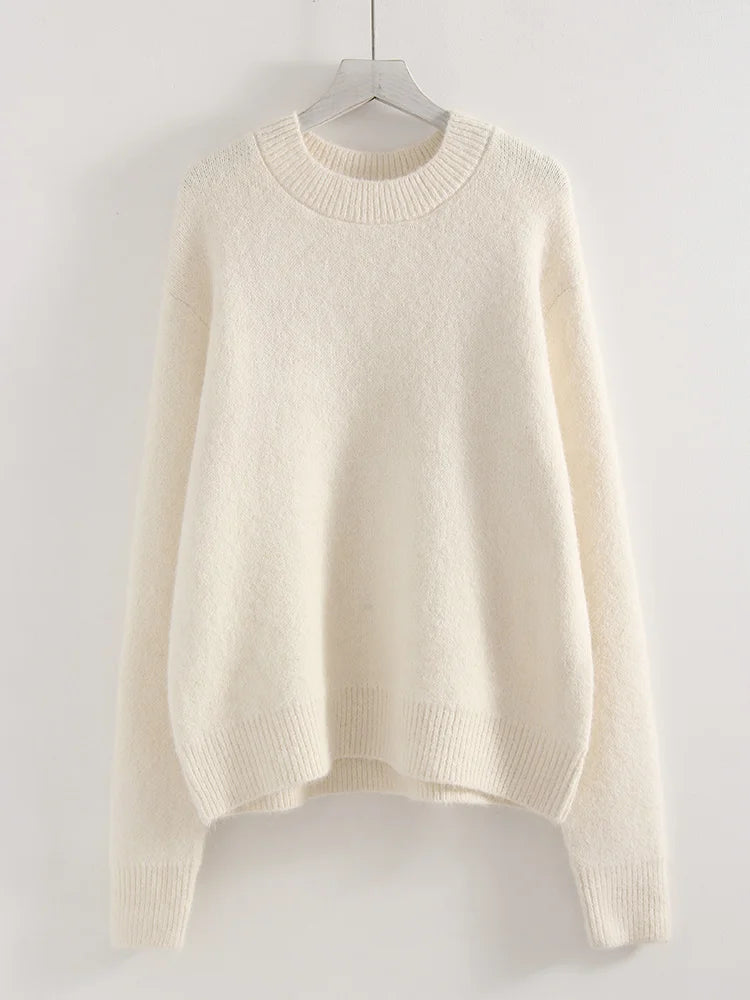 Women's Winter Sweater Warm Pullovers O Neck Knitwear Loose Knit Jumpers Basic Brown Sweaters For Women Winter Pink