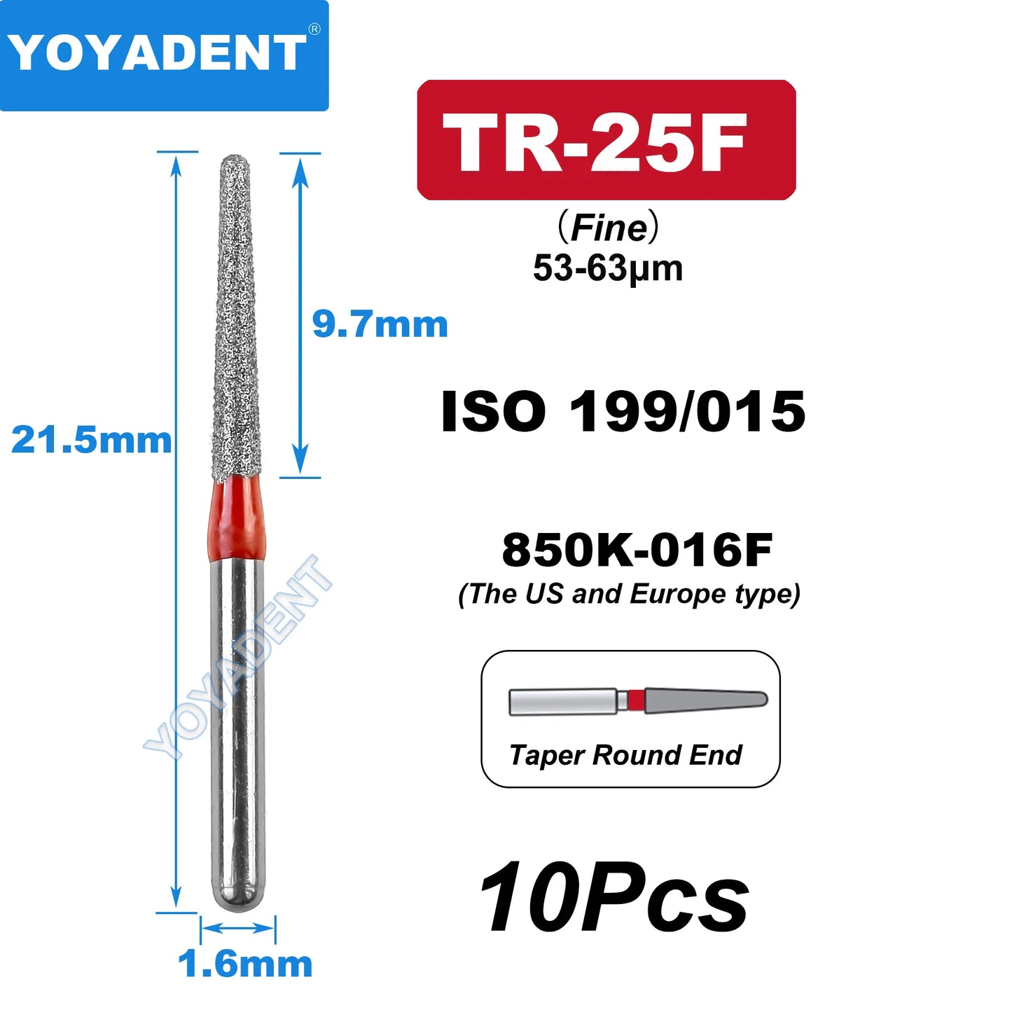 FG Fine Dental Burs Diamond Burs High Speed Turbines Drills Dental Lab Polishing Tools TR/TC/TF/FO/BR/SR/Type 1.6mm 10pcs/Pack