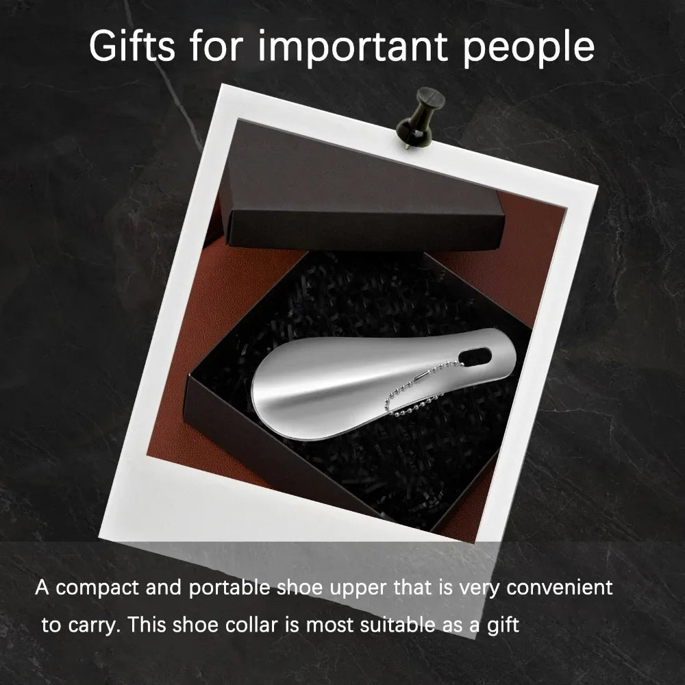 10cm Easy Carry Mini Black Shoehorn Metal Durable Stainless Steel Portable Fashion Key Ring Shoe Horns Accessories Aid Tool