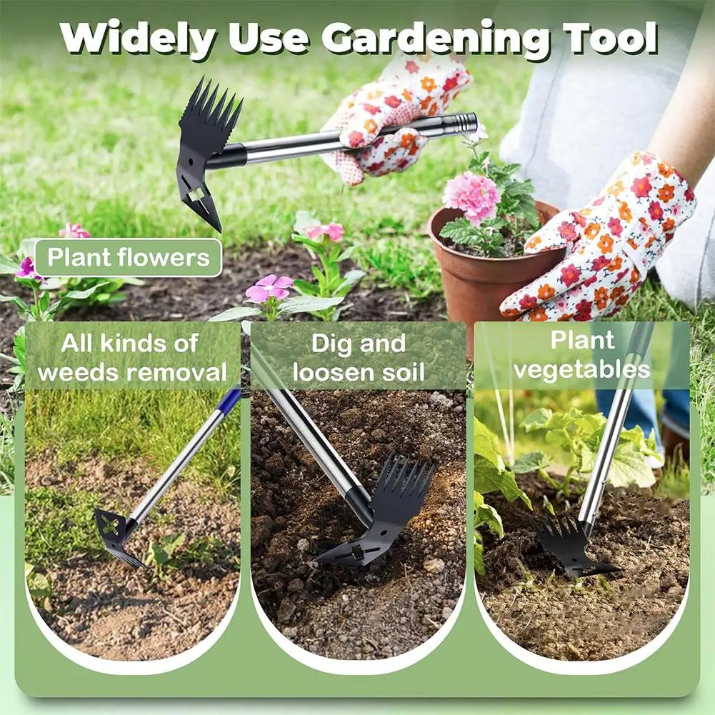 Long-Handle Weed Puller – 2-in-1 Stand-Up Root Remover for No-Bend Lawn Weeding