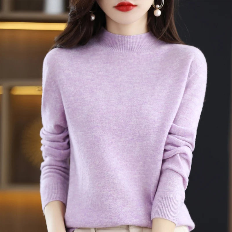 Women's Merino Wool Mock Neck Sweater