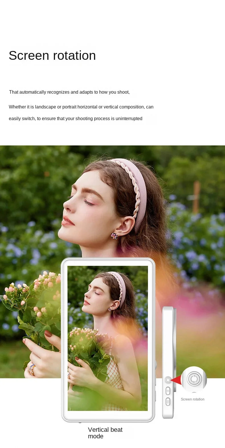 Wireless Monitor Rear Camera Screen Smartphone Selfie Magnetic Screen For Vlog Live Stream Video Recording Outdoor Selfie tool