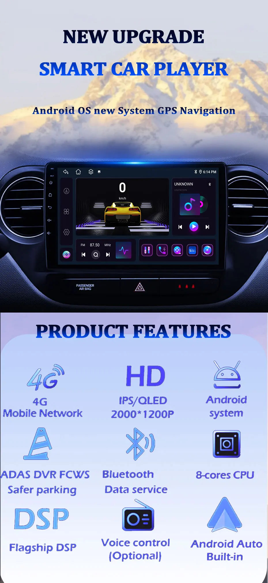 Car Stereo with Apple CarPlay & Android Auto, Compatible with Peugeot Partner 1 (2002-2008)
