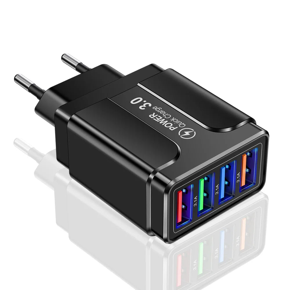 4-Port Quick Charge 3.0 Wall Charger for Mobile Devices