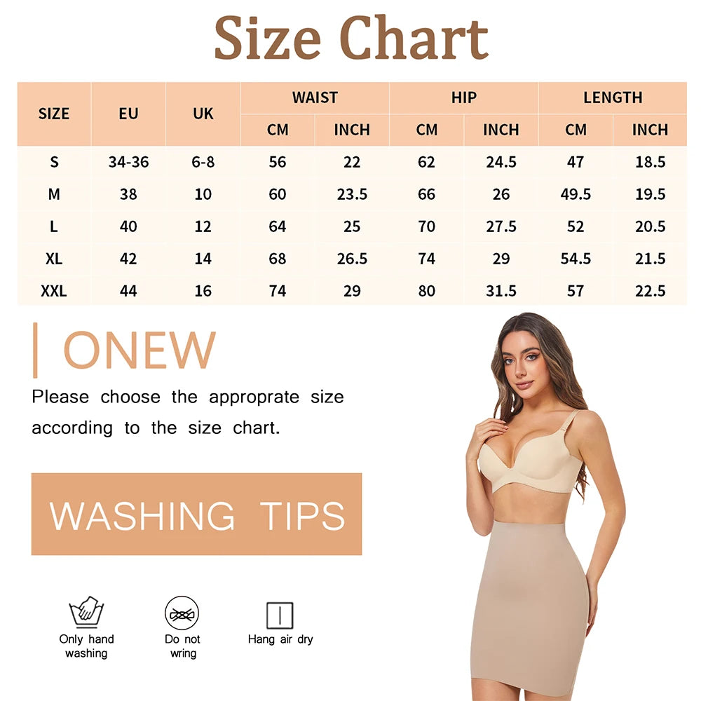 Women Above Knee Underskirt Half Slips for Dress Shapewear Body Shaper Seamless Smooth Tummy Control Underwear Short Skirt