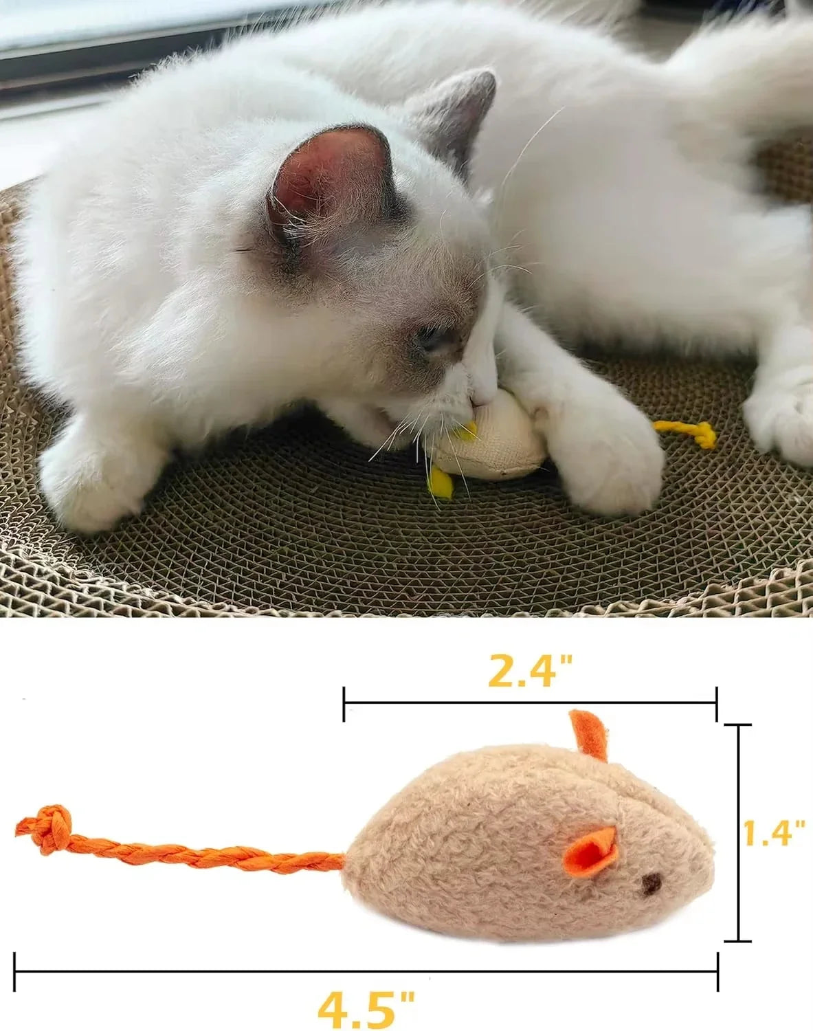 Catnip Faux Fur Mice Cat Toys with Rattle - 5 Pack - photo 2