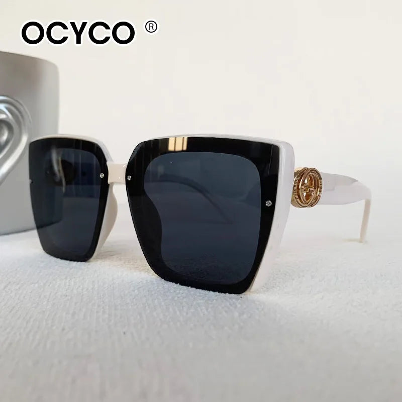 Oversized Rimless Square Sunglasses — Unisex UV400 Shades