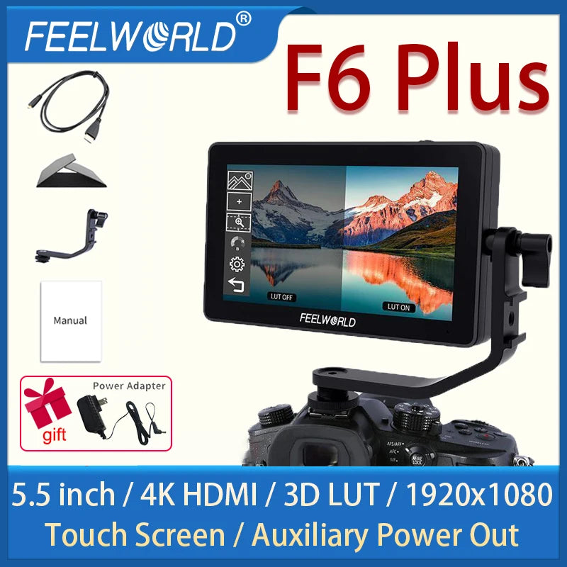 FEELWORLD F6 PLUS 5.5 Inch portable monitor hdmi 3D LUT Touch Screen DSLR Camera Field Monitor IPS FHD1920x1080 monitor 4K HDMI