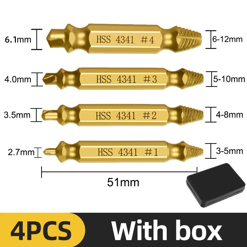 TOOLEYE Damaged Screw Extractor Set Center Drill Bit Set Woodworking Tools Broken Bolt Extractor Bolts Screws Remover Extractor
