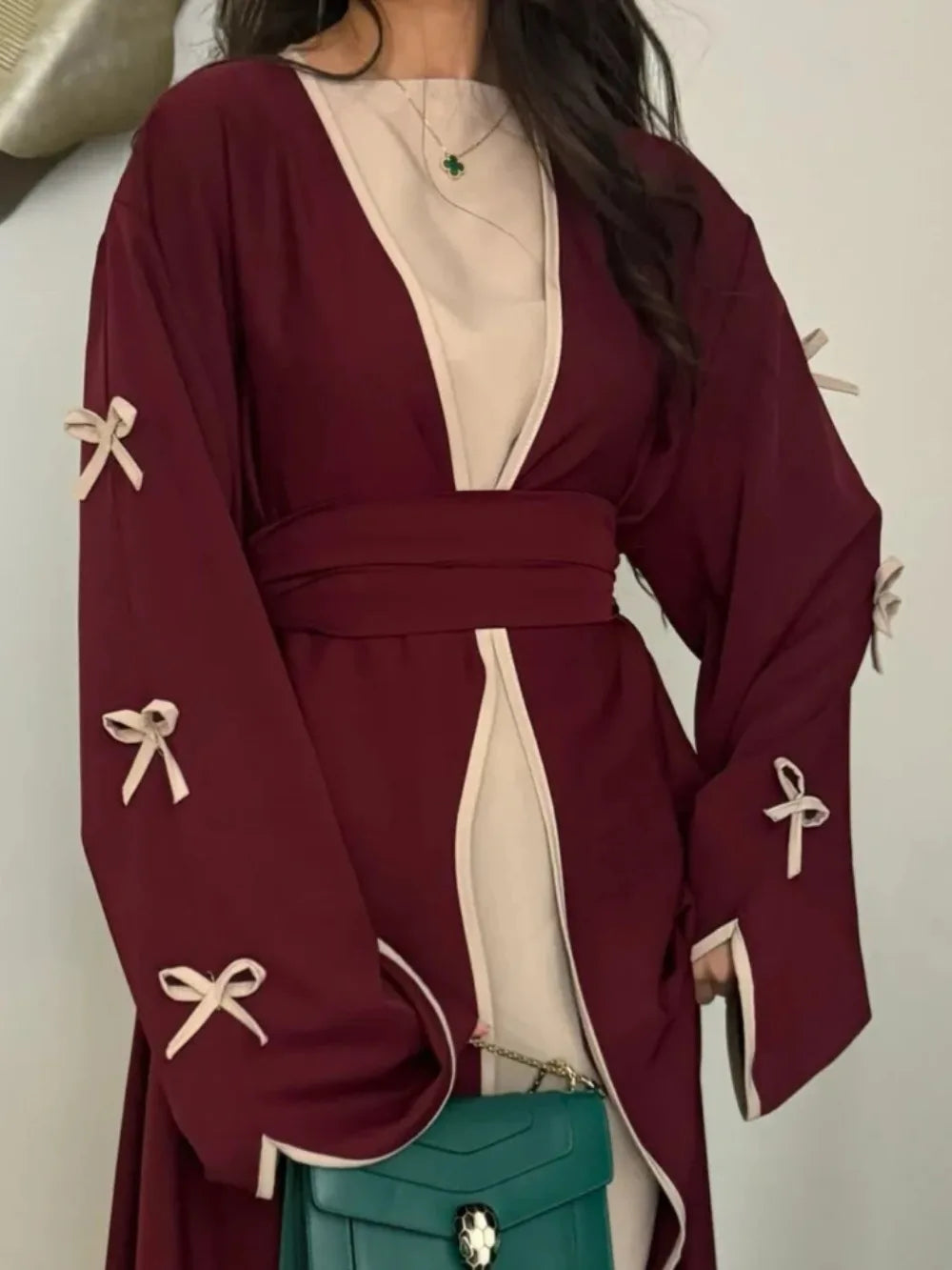 Eid Bow Abaya Women Cardigan Dress Muslim Party Caftan Robe Jalabiya Morocco Dubai Kaftan Islam Vestidos Largos Ramadan 2026