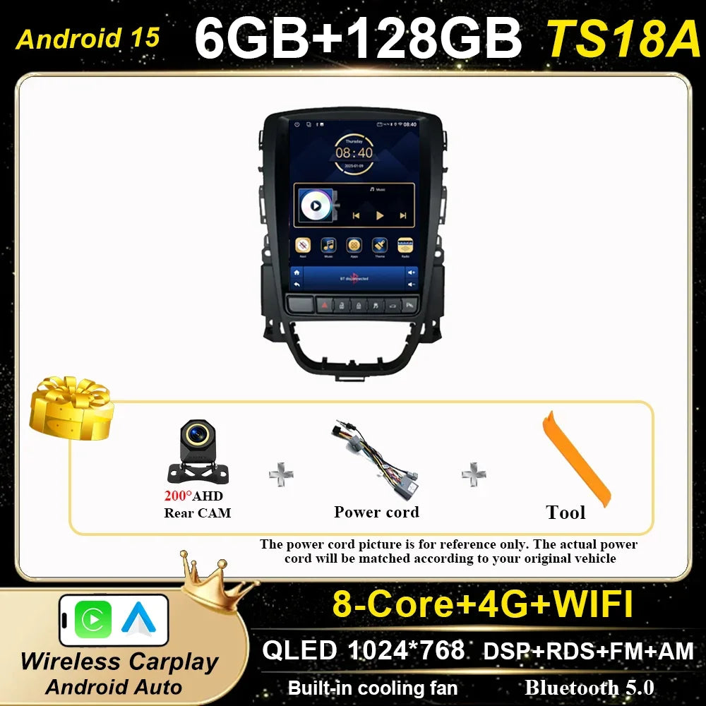 Car Stereo with Apple CarPlay & Android Auto, Compatible with Opel Astra J, Vauxhall & Buick Verano