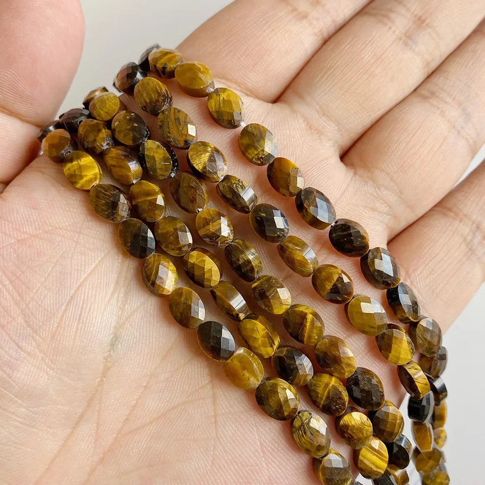 Healing Faceted Gems Beads Oval Shape Natural Crystal Jaspers Stone Loose Beads For Jewelry Making Necklace DIY Bracelet 6x8mm