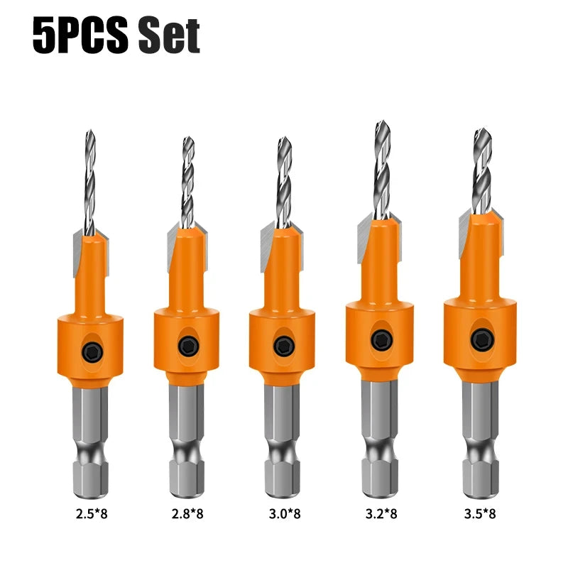 HOMEFISH Shank HSS Woodworking Countersink Router Bit Set Screw Extractor Remon Demolition for Wood Milling Cutter