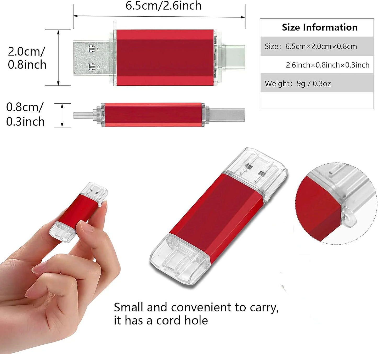 USB Flash Drive for Phone and PC — 32GB to 512GB Photo and Video Backup Stick