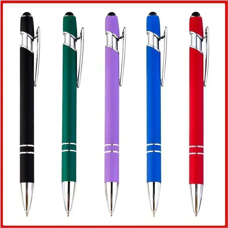 20-200 Pcs Custom Logo Metal Ballpoint Pen Text Engraving Touch Screen Advertising Pen Office School Private Customization Gift