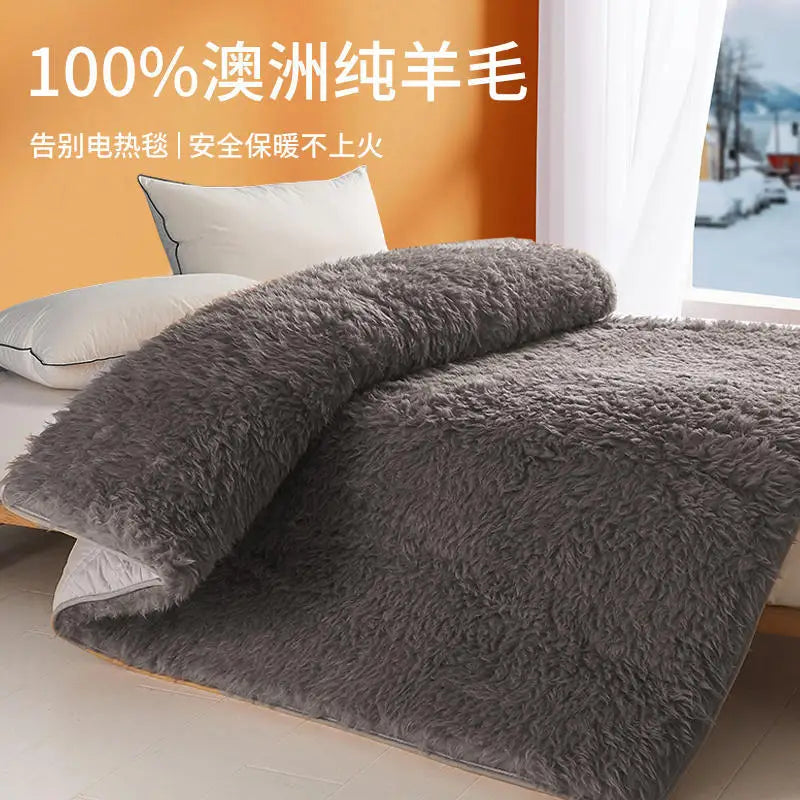 Wool Mattress Topper, Thick Warm Bed Pad